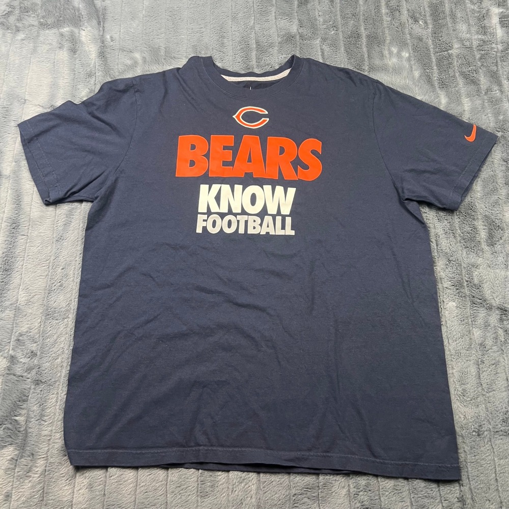 Nike NFL Chicago Bears Know Football T Shirt Mens XXL Navy Blue Graphic Tee